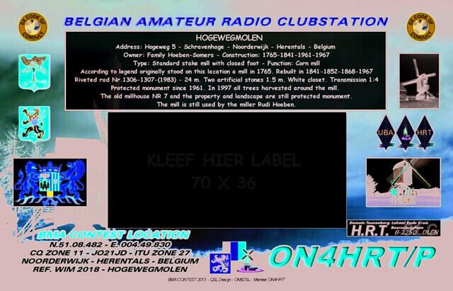 A-KLAAR OM DRUKKEN GROOT DEFINITIEF QSL KAART ACHTERKANT140X90 ON4HRT-P BMA 2013 CMYK